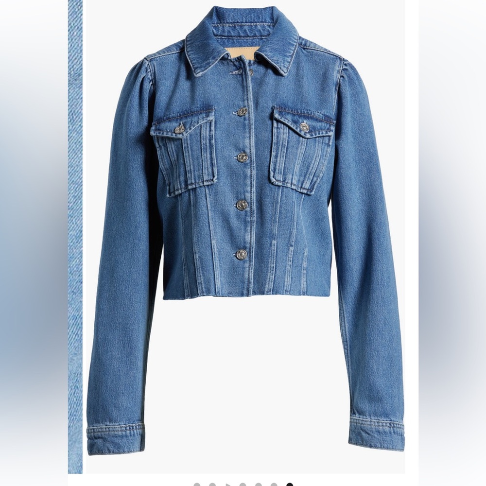 PAIGE pacey raw hem crop denim jacket